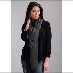 Stetson Textured Knit Sweater Scarf Gray and Black